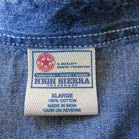 High Sierra Vintage 90's Women's Denim Shirt with Embroidered Koi Fish XL EUC - Picture 8 of 9